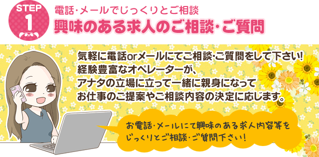 STEP01：興味のある求人のご相談・ご質問